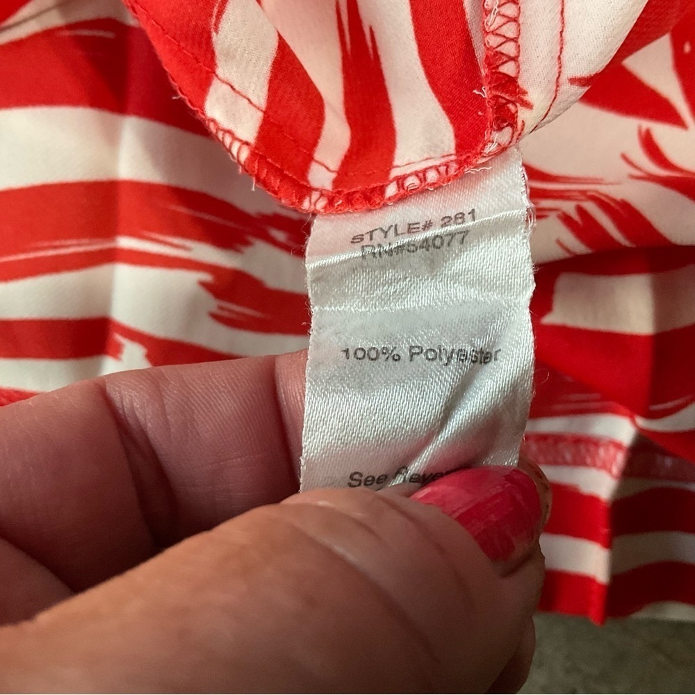 Cabi Red White Brushstroke Sleeveless Button Front Midi Dress Size M - Picture 11 of 11